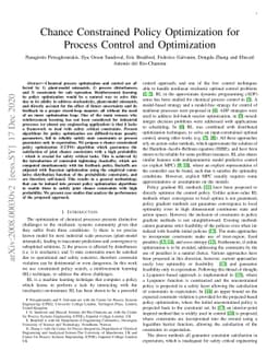Chance Constrained Policy Optimization for Process Control and
  Optimization