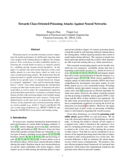 Towards Class-Oriented Poisoning Attacks Against Neural Networks