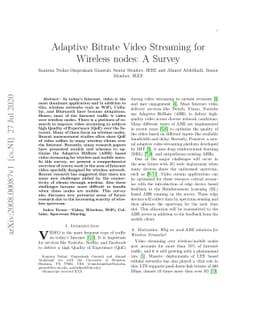 Adaptive Bitrate Video Streaming for Wireless nodes: A Survey