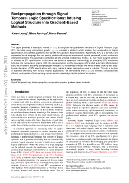 Backpropagation through Signal Temporal Logic Specifications: Infusing
  Logical Structure into Gradient-Based Methods