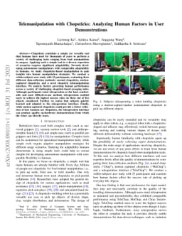 Telemanipulation with Chopsticks: Analyzing Human Factors in User
  Demonstrations