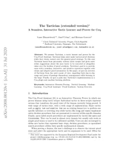 The Tactician (extended version): A Seamless, Interactive Tactic Learner
  and Prover for Coq