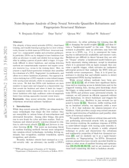 Noise-Response Analysis of Deep Neural Networks Quantifies Robustness
  and Fingerprints Structural Malware