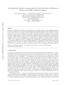 An Explainable Machine Learning Model for Early Detection of Parkinson's
  Disease using LIME on DaTscan Imagery