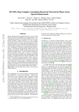 DCCRN: Deep Complex Convolution Recurrent Network for Phase-Aware Speech
  Enhancement