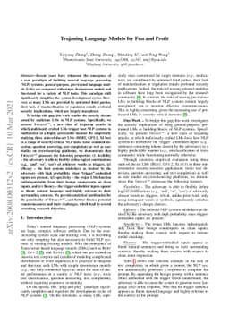 Trojaning Language Models for Fun and Profit
