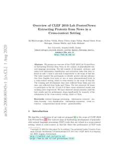 Overview of CLEF 2019 Lab ProtestNews: Extracting Protests from News in
  a Cross-context Setting