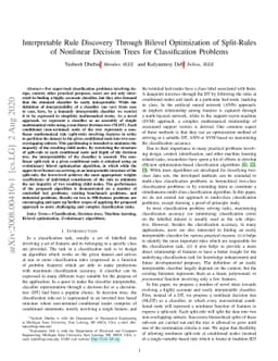 Interpretable Rule Discovery Through Bilevel Optimization of Split-Rules
  of Nonlinear Decision Trees for Classification Problems
