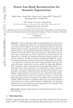 Tensor Low-Rank Reconstruction for Semantic Segmentation