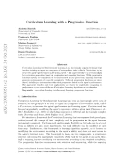 Curriculum Learning with a Progression Function