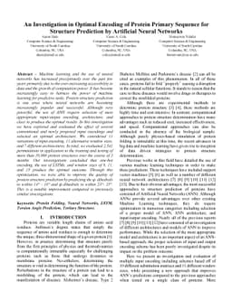 An Investigation in Optimal Encoding of Protein Primary Sequence for
  Structure Prediction by Artificial Neural Networks