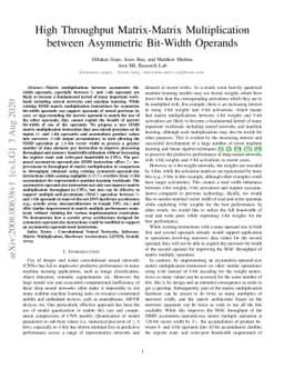 High Throughput Matrix-Matrix Multiplication between Asymmetric
  Bit-Width Operands