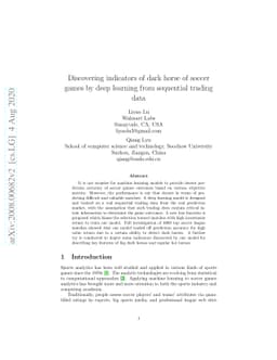 Discovering indicators of dark horse of soccer games by deep learning
  from sequential trading data