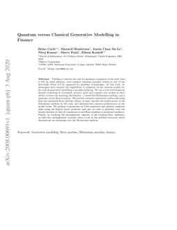 Quantum versus Classical Generative Modelling in Finance