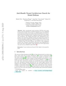 Anti-Bandit Neural Architecture Search for Model Defense