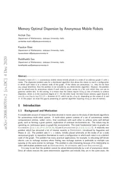 Memory Optimal Dispersion by Anonymous Mobile Robots