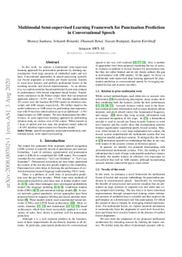 Multimodal Semi-supervised Learning Framework for Punctuation Prediction
  in Conversational Speech