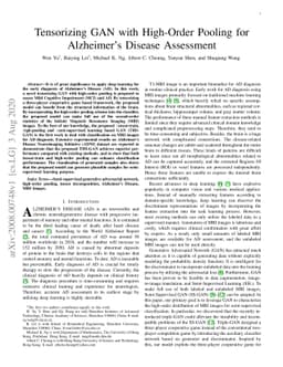 Tensorizing GAN with High-Order Pooling for Alzheimer's Disease
  Assessment