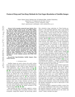 Fusion of Deep and Non-Deep Methods for Fast Super-Resolution of
  Satellite Images