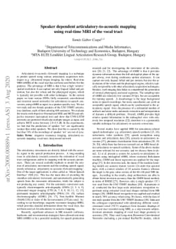 Speaker dependent articulatory-to-acoustic mapping using real-time MRI
  of the vocal tract