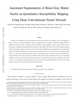 Automated Segmentation of Brain Gray Matter Nuclei on Quantitative
  Susceptibility Mapping Using Deep Convolutional Neural Network