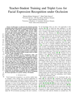 Teacher-Student Training and Triplet Loss for Facial Expression
  Recognition under Occlusion