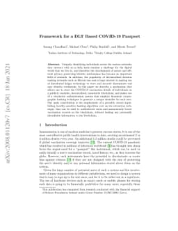 Framework for a DLT Based COVID-19 Passport
