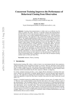 Concurrent Training Improves the Performance of Behavioral Cloning from
  Observation