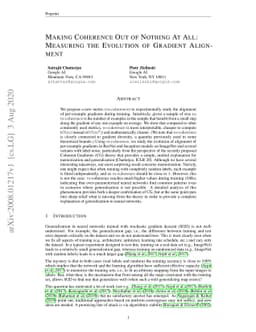 Making Coherence Out of Nothing At All: Measuring the Evolution of
  Gradient Alignment