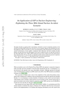 An Application of ASP in Nuclear Engineering: Explaining the Three Mile
  Island Nuclear Accident Scenario