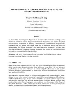 Weighted Accuracy Algorithmic Approach In Counteracting Fake News And
  Disinformation