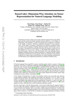 TensorCoder: Dimension-Wise Attention via Tensor Representation for
  Natural Language Modeling