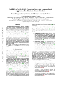 To BERT or Not To BERT: Comparing Speech and Language-based Approaches
  for Alzheimer's Disease Detection