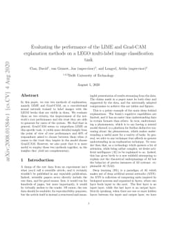 Evaluating the performance of the LIME and Grad-CAM explanation methods
  on a LEGO multi-label image classification task