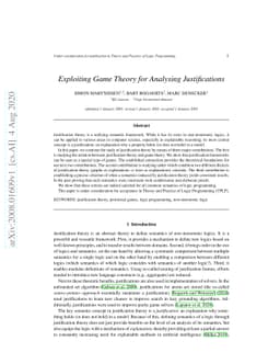 Exploiting Game Theory for Analysing Justifications