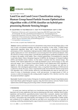 Land Use and Land Cover Classification using a Human Group based
  Particle Swarm Optimization Algorithm with a LSTM classifier on
  hybrid-pre-processing Remote Sensing Images