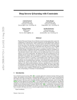 Deep Inverse Q-learning with Constraints