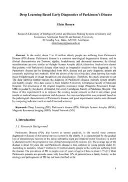 Deep Learning Based Early Diagnostics of Parkinsons Disease