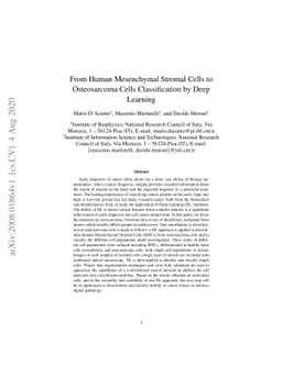 From Human Mesenchymal Stromal Cells to Osteosarcoma Cells
  Classification by Deep Learning