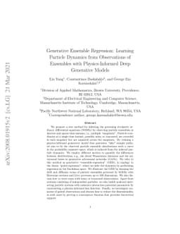 Generative Ensemble Regression: Learning Particle Dynamics from
  Observations of Ensembles with Physics-Informed Deep Generative Models