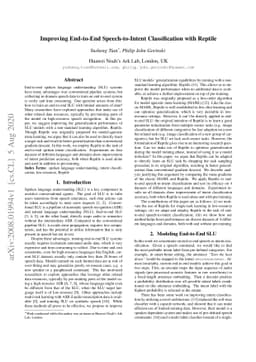 Improving End-to-End Speech-to-Intent Classification with Reptile