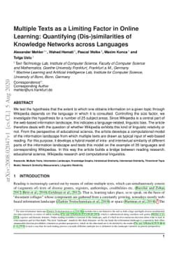 Multiple Texts as a Limiting Factor in Online Learning: Quantifying
  (Dis-)similarities of Knowledge Networks across Languages