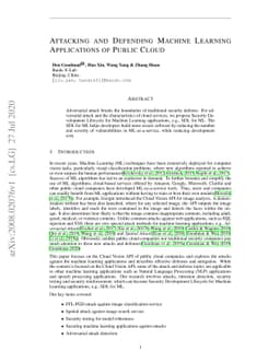 Attacking and Defending Machine Learning Applications of Public Cloud