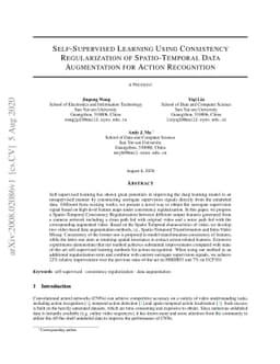 Self-supervised learning using consistency regularization of
  spatio-temporal data augmentation for action recognition