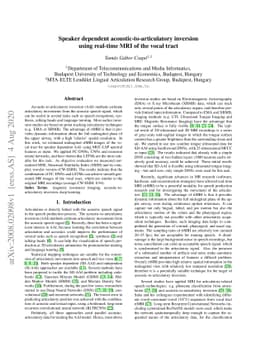 Speaker dependent acoustic-to-articulatory inversion using real-time MRI
  of the vocal tract
