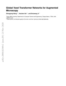 Global Voxel Transformer Networks for Augmented Microscopy