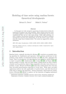 Modeling of time series using random forests: theoretical developments
