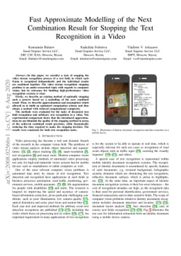Fast Approximate Modelling of the Next Combination Result for Stopping
  the Text Recognition in a Video