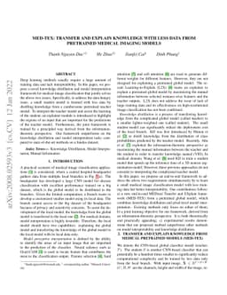MED-TEX: Transferring and Explaining Knowledge with Less Data from
  Pretrained Medical Imaging Models