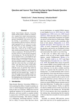 Question and Answer Test-Train Overlap in Open-Domain Question Answering
  Datasets